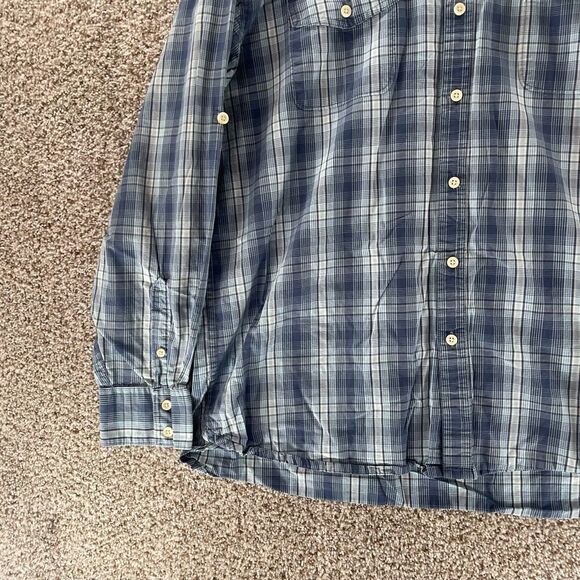 Timberland Shirt Mens Extra Large Blue Plaid Roll Tab Sleeves Button Up Casual - Picture 5 of 11